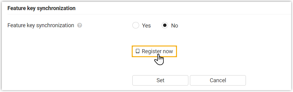 Register now button at the bottom of the handset edit form