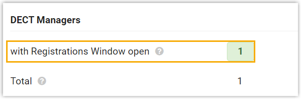 Registration window count showing the base station is in registration mode