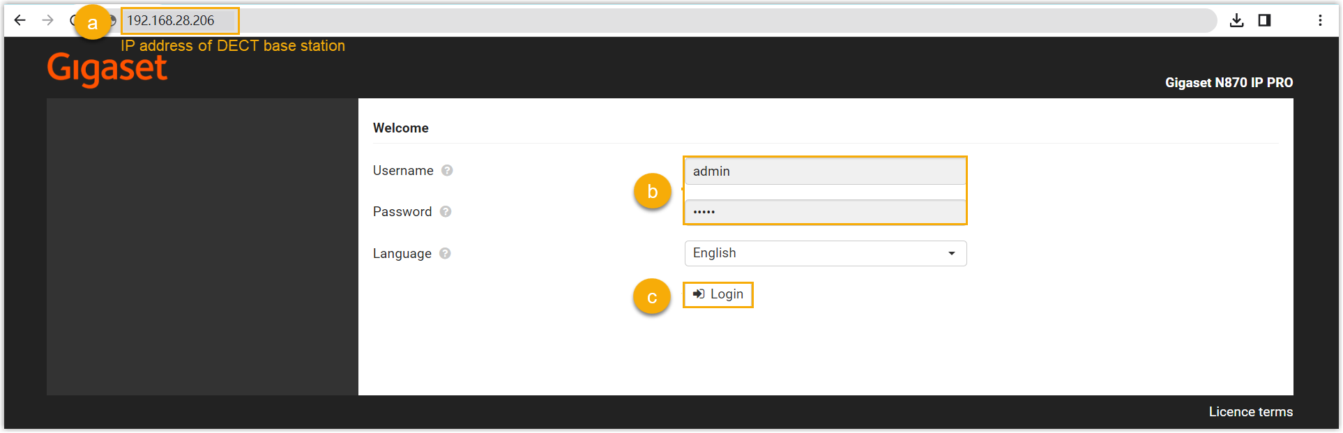 Gigaset base station web login prompt