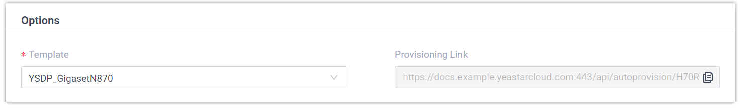 Cloud Voice, provisioning template selection and the auto-generated provisioning link