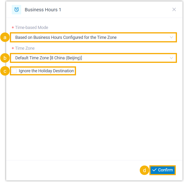 Settings for the time-zone mode