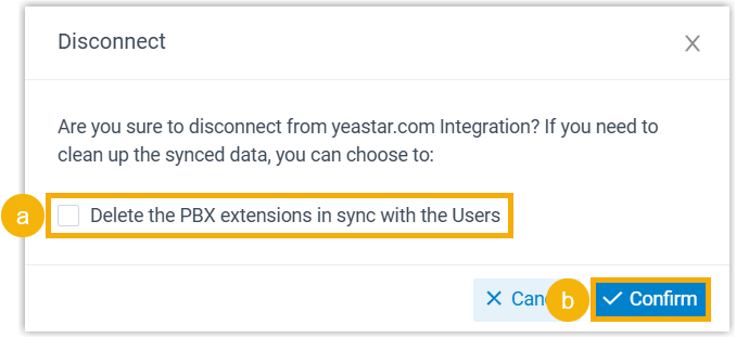Cloud Voice, Confirmation dialog for disconnecting Google Workspace