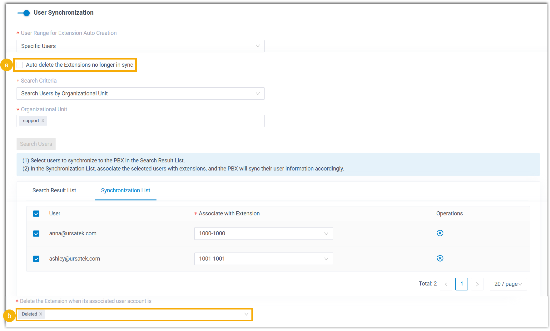 The extension management options for hand-selected users