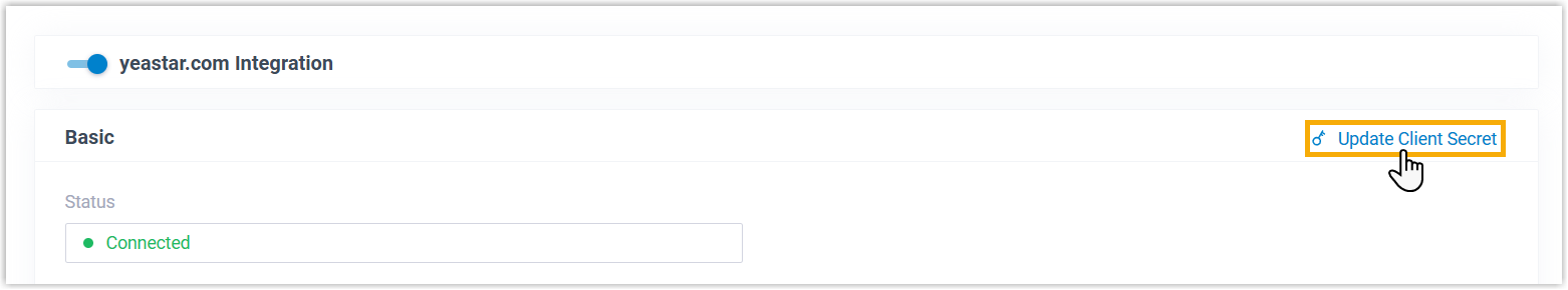 Cloud Voice, Update Client Secret control in the top-right corner of the Basic section