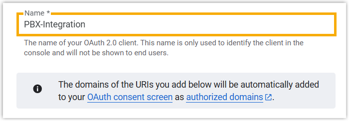 The web application form with the Name field