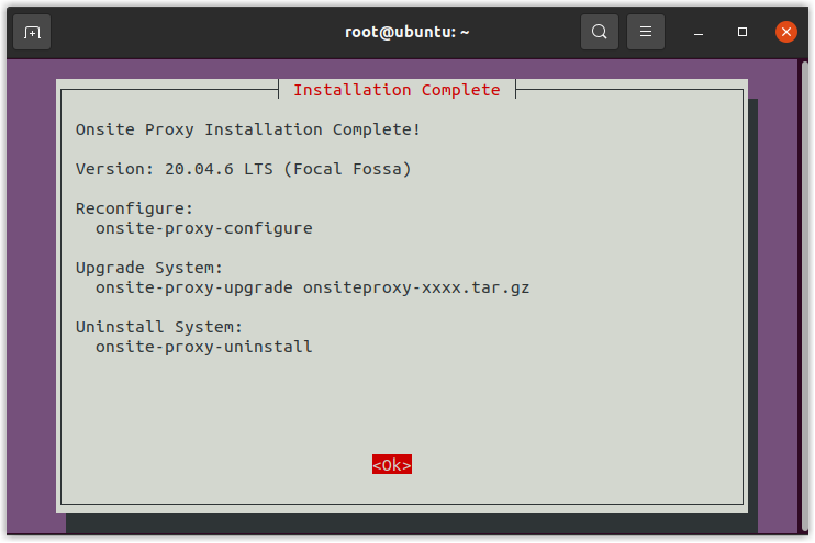 Prompt confirming installation is complete