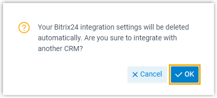 Confirmation dialog for ending the current CRM integration