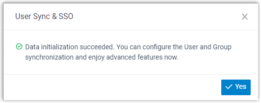Confirmation dialog reporting that the Active Directory integration completed