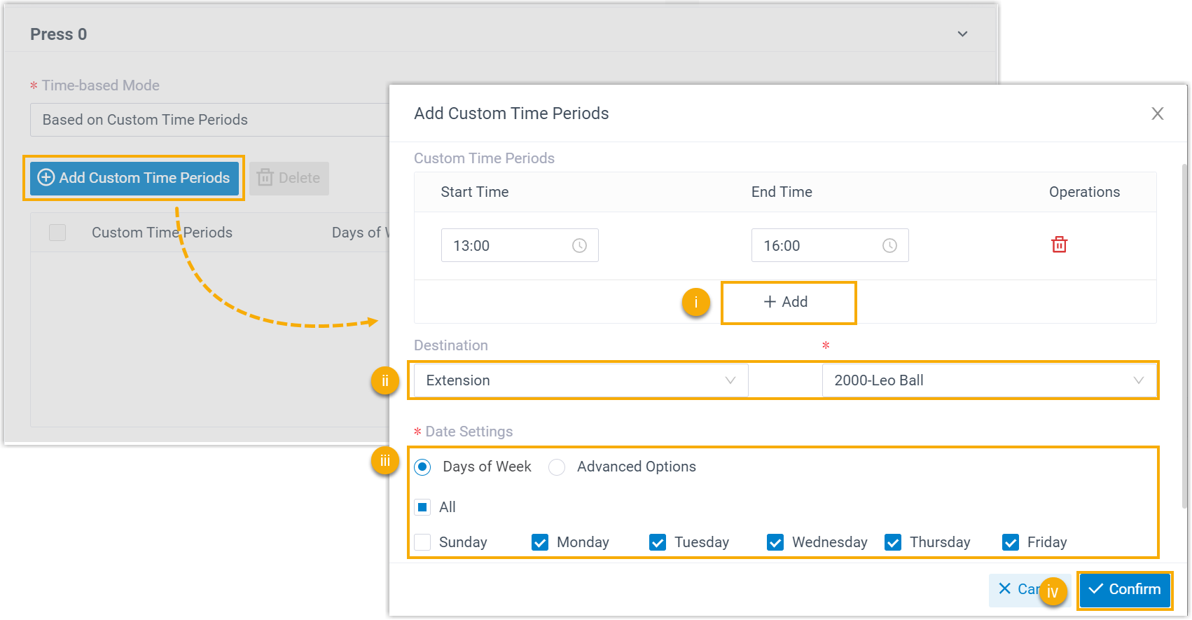 Creating a custom time period for a key