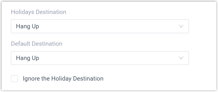 Holiday and default destinations for a key with custom time periods