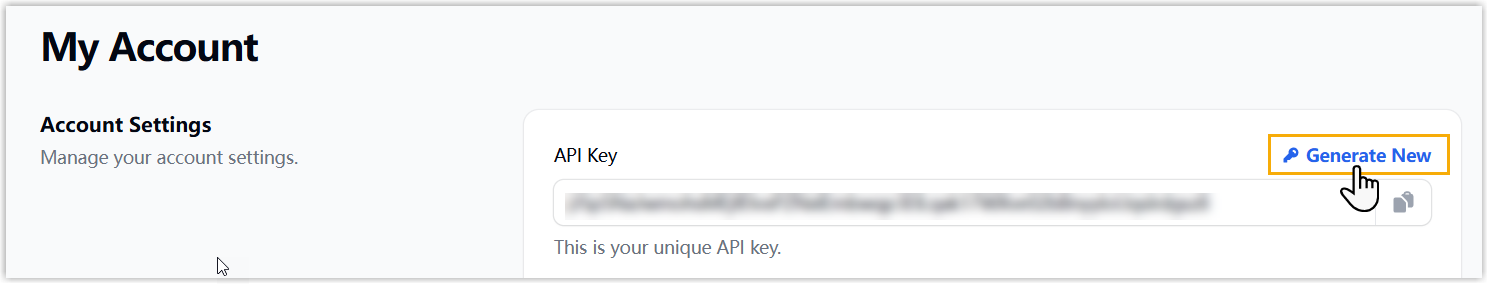 The Generate New button above the API Key field in the IXICA portal