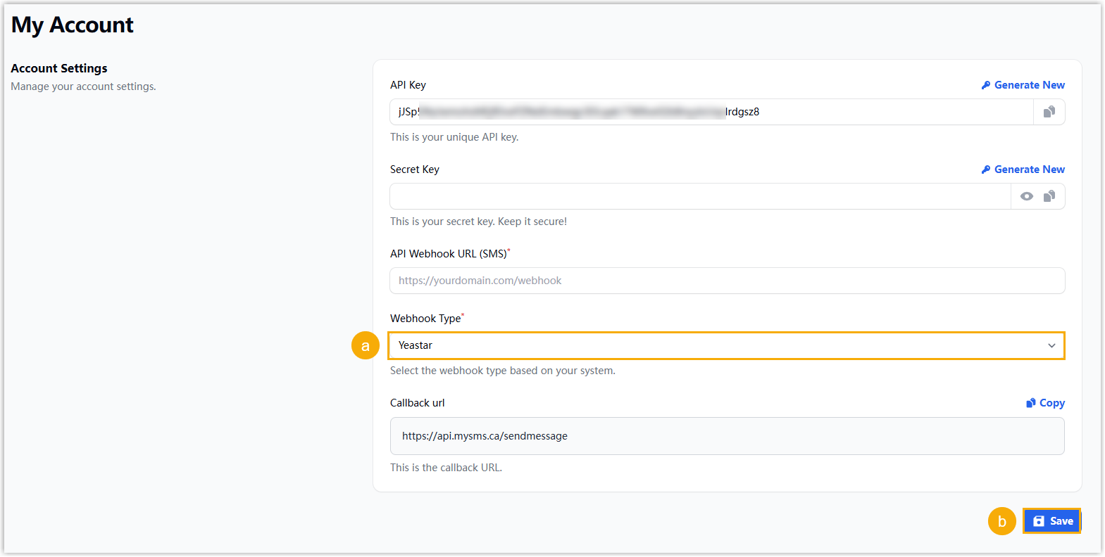 The Webhook Type set for the Cloud Voice integration in the IXICA portal