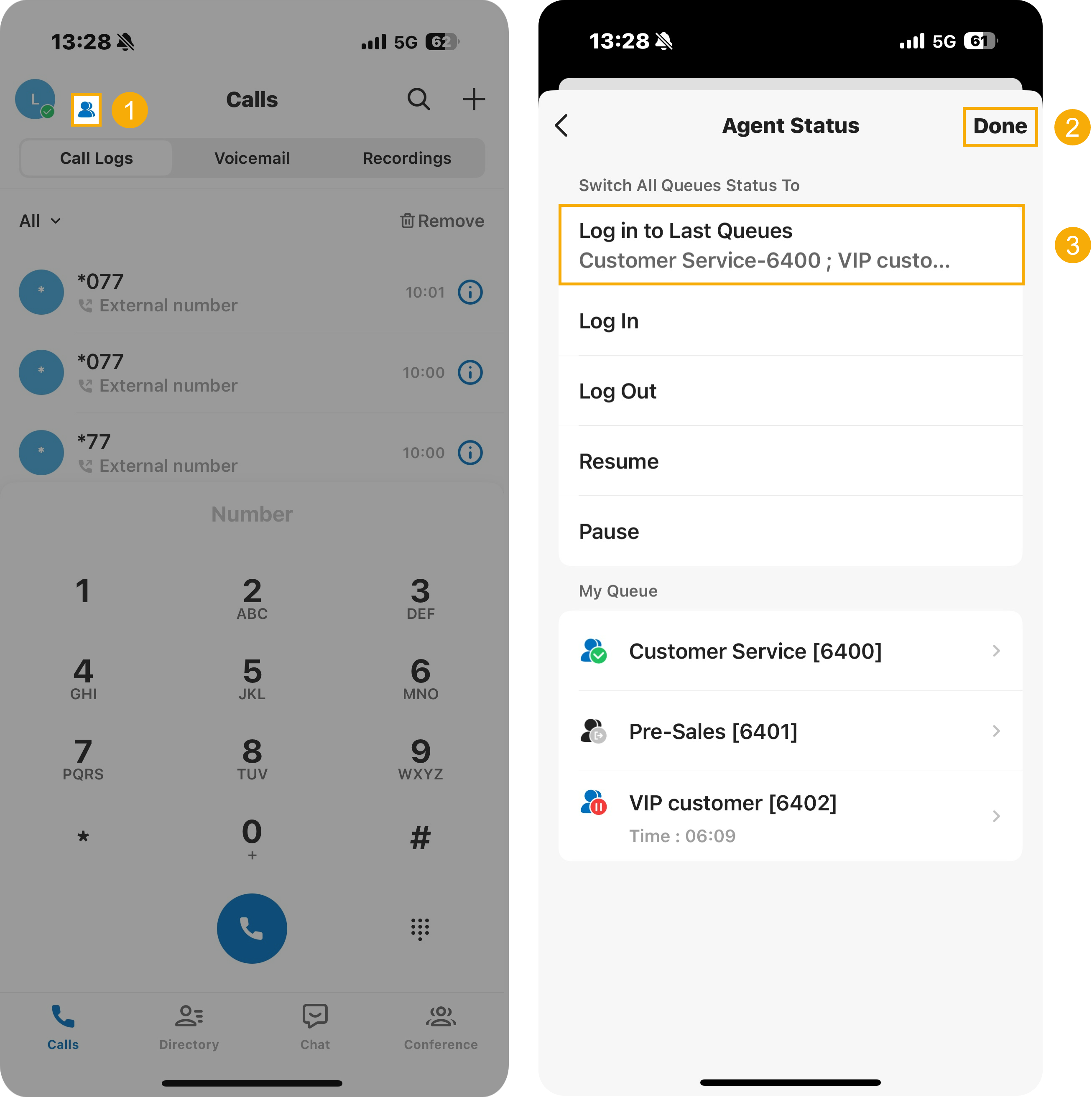 Returning to your previously signed-in queues from the Agent Status page