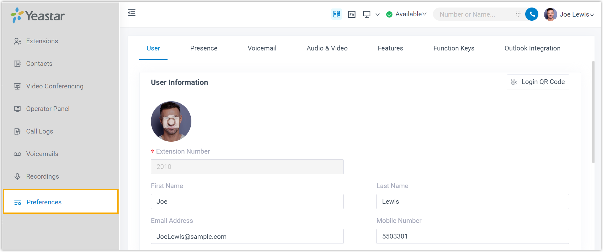 Cloud Voice, the Preferences menu in the Desktop app, listing the configurable setting tabs