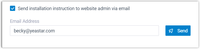 Cloud Voice, dialog for emailing the embed code and website domain to another user