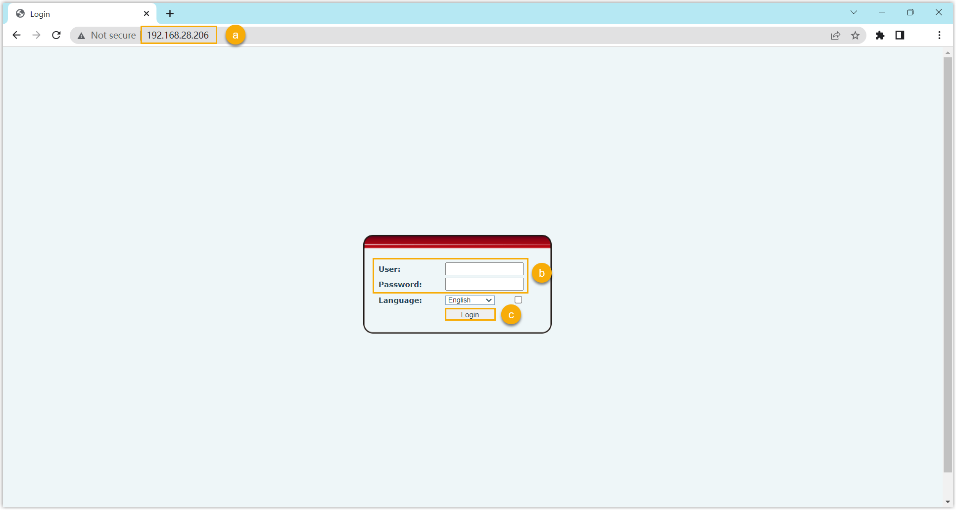 The Fanvil phone web login page with username and password fields