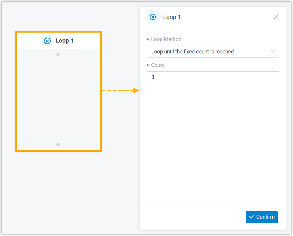 Opening the Loop component settings