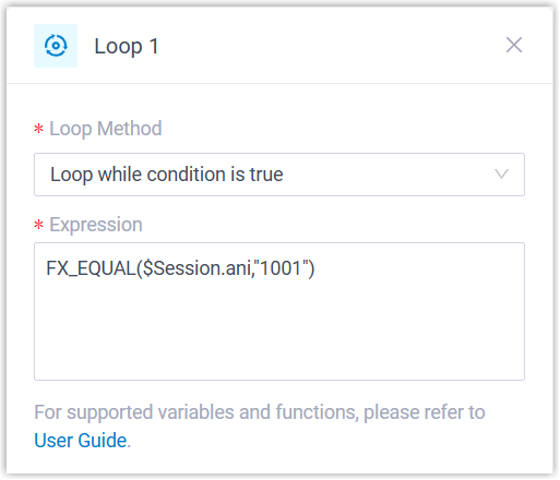 Configuring the Loop component to repeat while a condition holds