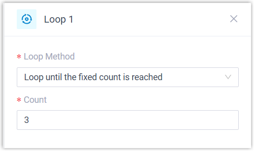 Configuring the Loop component to repeat a fixed number of times