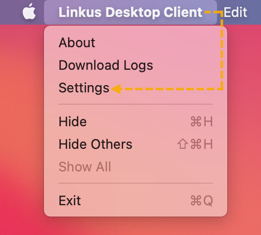 Cloud Voice, opening Settings from the macOS app menu