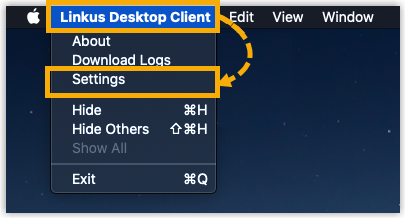 Reaching Settings from the macOS app menu