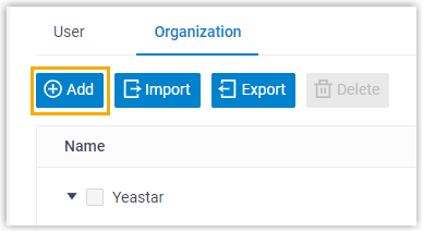 Cloud Voice, department dialog with a selectable parent organization field