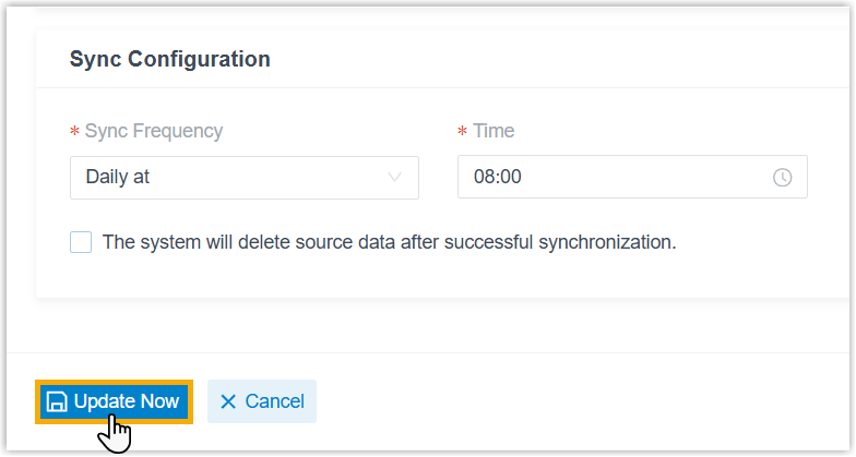 The Update Now control at the foot of the Data Connectors page