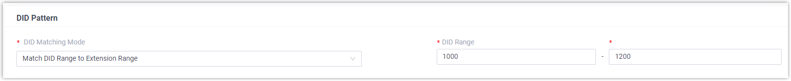 DID range mapped to the headquarters extension range on a Cloud Voice inbound route
