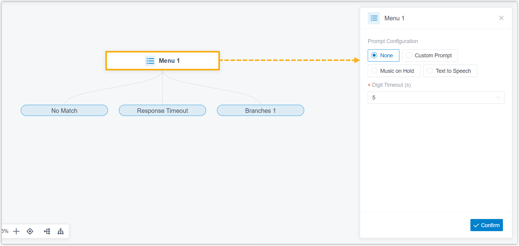 Opening the Menu component to configure it