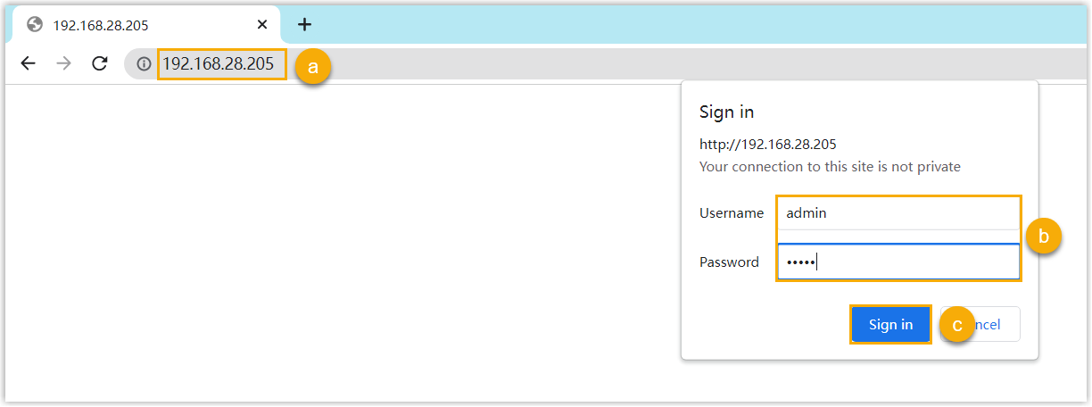 The Mitel phone web login page with username and password fields