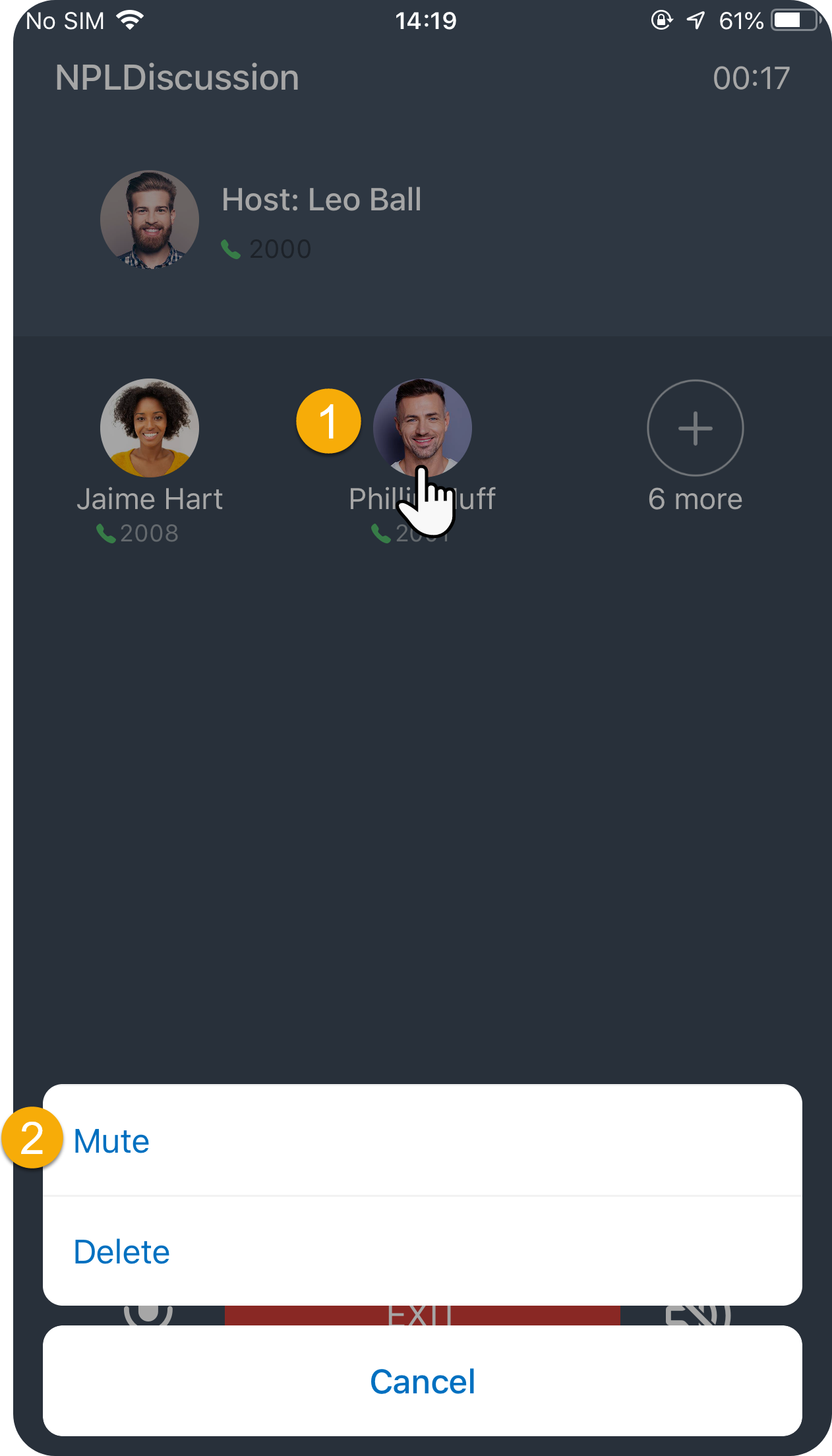 Muting one specific participant in a Cloud Voice App conference