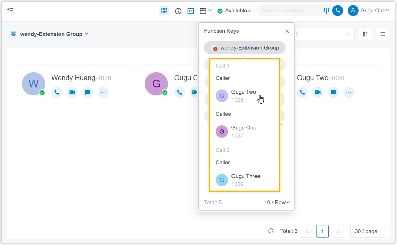 List of ringing group calls on the web and desktop app