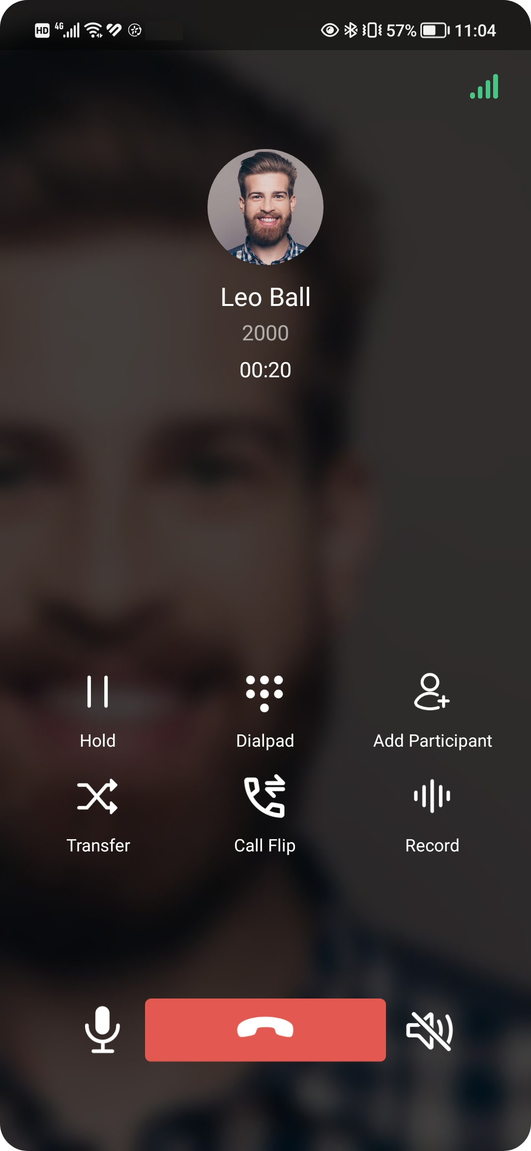 A participant's call screen showing only the inviter's information
