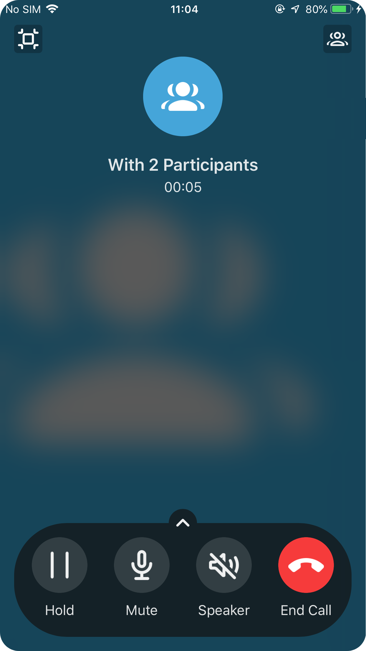 All connected participants shown on the inviter's call screen