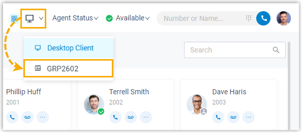Selecting a connected IP phone to enable CTI mode in the desktop client