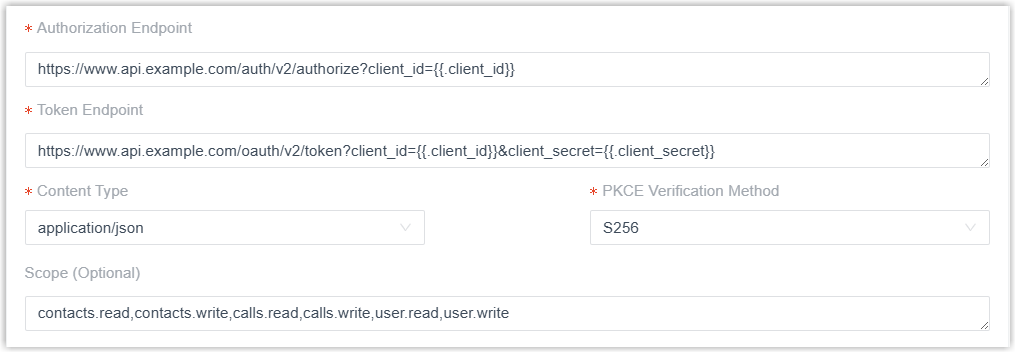OAuth2 authorization endpoint and token settings