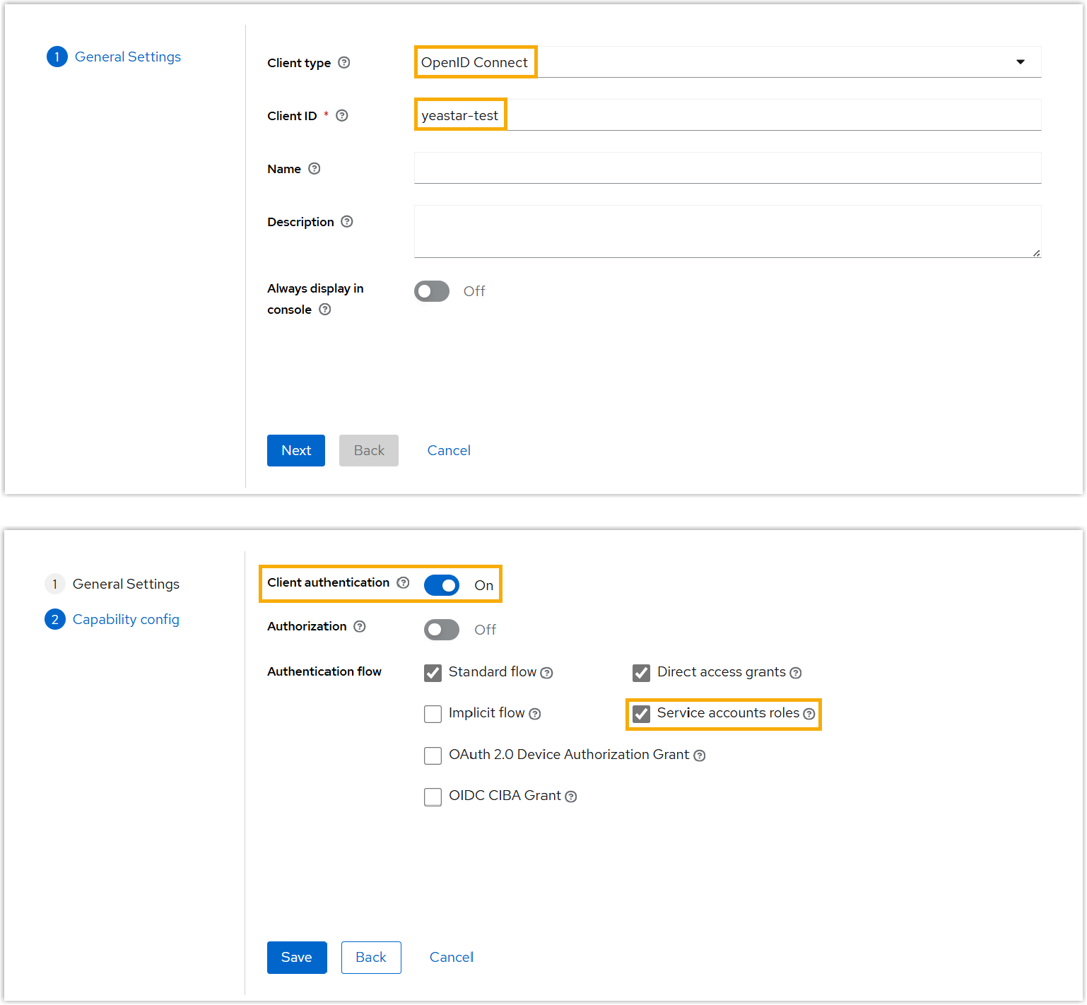 Cloud Voice, OIDC client configuration form