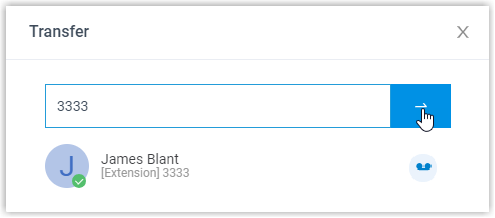 Entering an extension number in the transfer panel to route the call