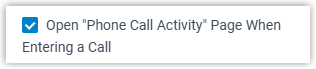 Setting that opens the phone call activity page on answer