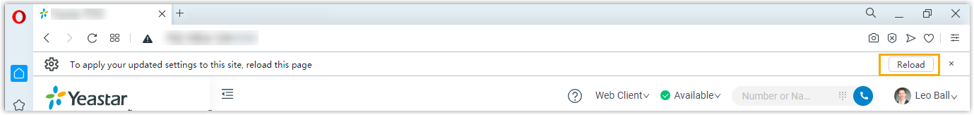 Cloud Voice, Opera prompt to reload the page after changing permissions