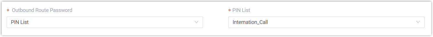 Associating a PIN list with an outbound route