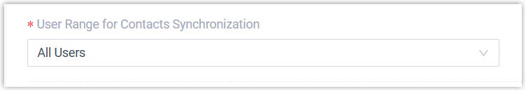 The All Users range selected for contacts synchronization