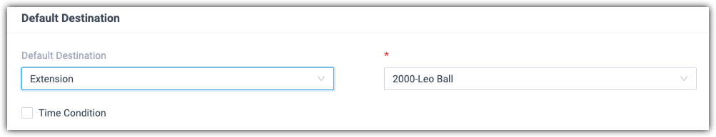 Inbound route default destination set to extension 2000