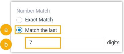 Number Match set to compare a chosen count of trailing digits
