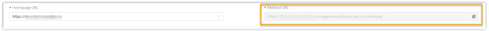 The Network section showing the Redirect URL field to copy