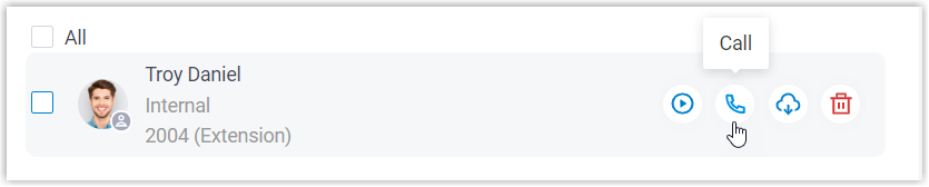 Starting an audio call directly from a recorded call