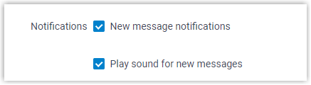 Notification options for pop-ups and sounds in the desktop app settings