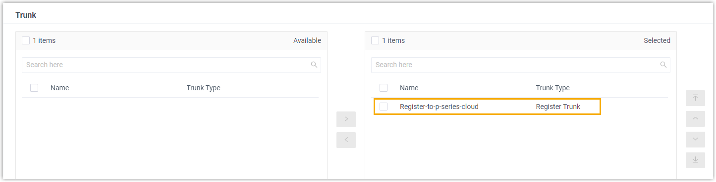 Cloud Voice trunk moved into the Selected box of the branch outbound route