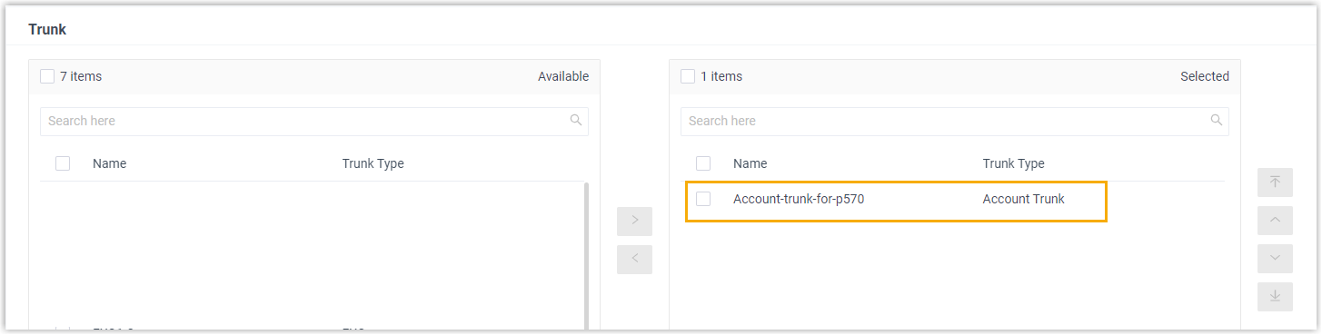 Branch PBX trunk moved into the Selected box of the Cloud Voice inbound route
