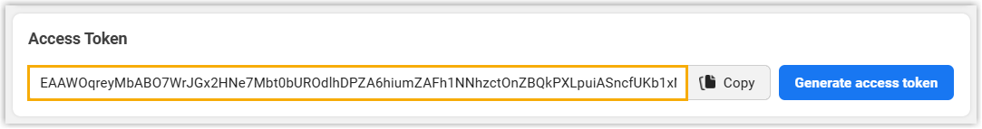 The confirmation showing a newly generated access token